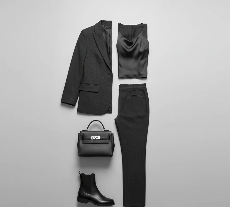 Tenue monochrome qui allonge visuellement la silhouette d'une femme petite