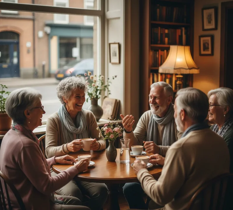 Groupe de parole ou moment d'échange entre seniors pour rompre la solitude après un veuvage.
