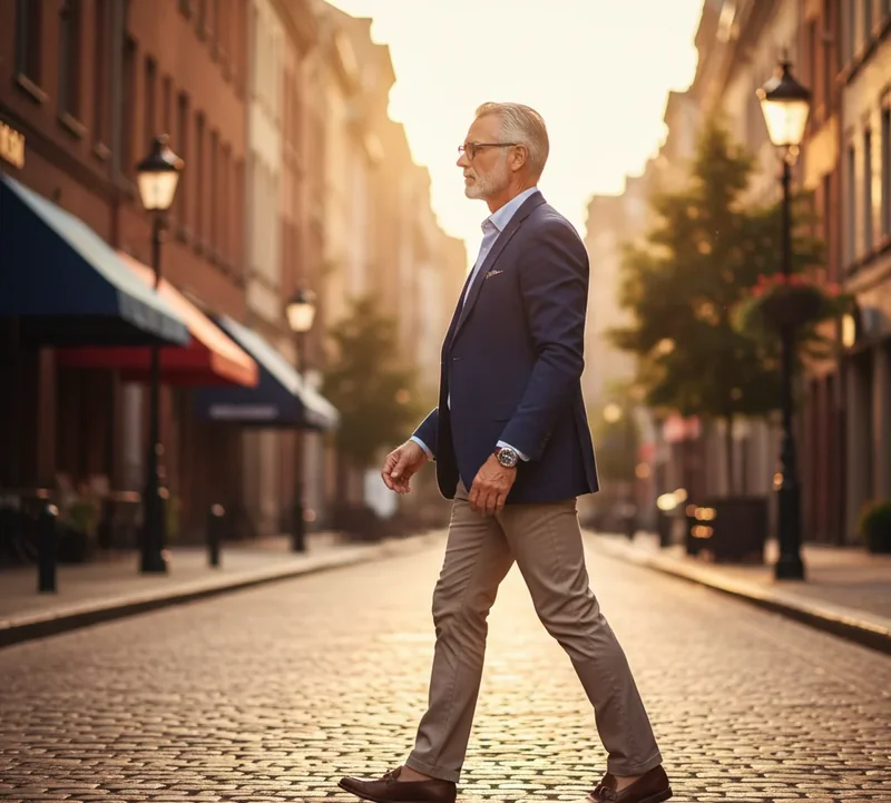 Homme de 60 ans actif et élégant symbolisant la nouvelle étape de vie