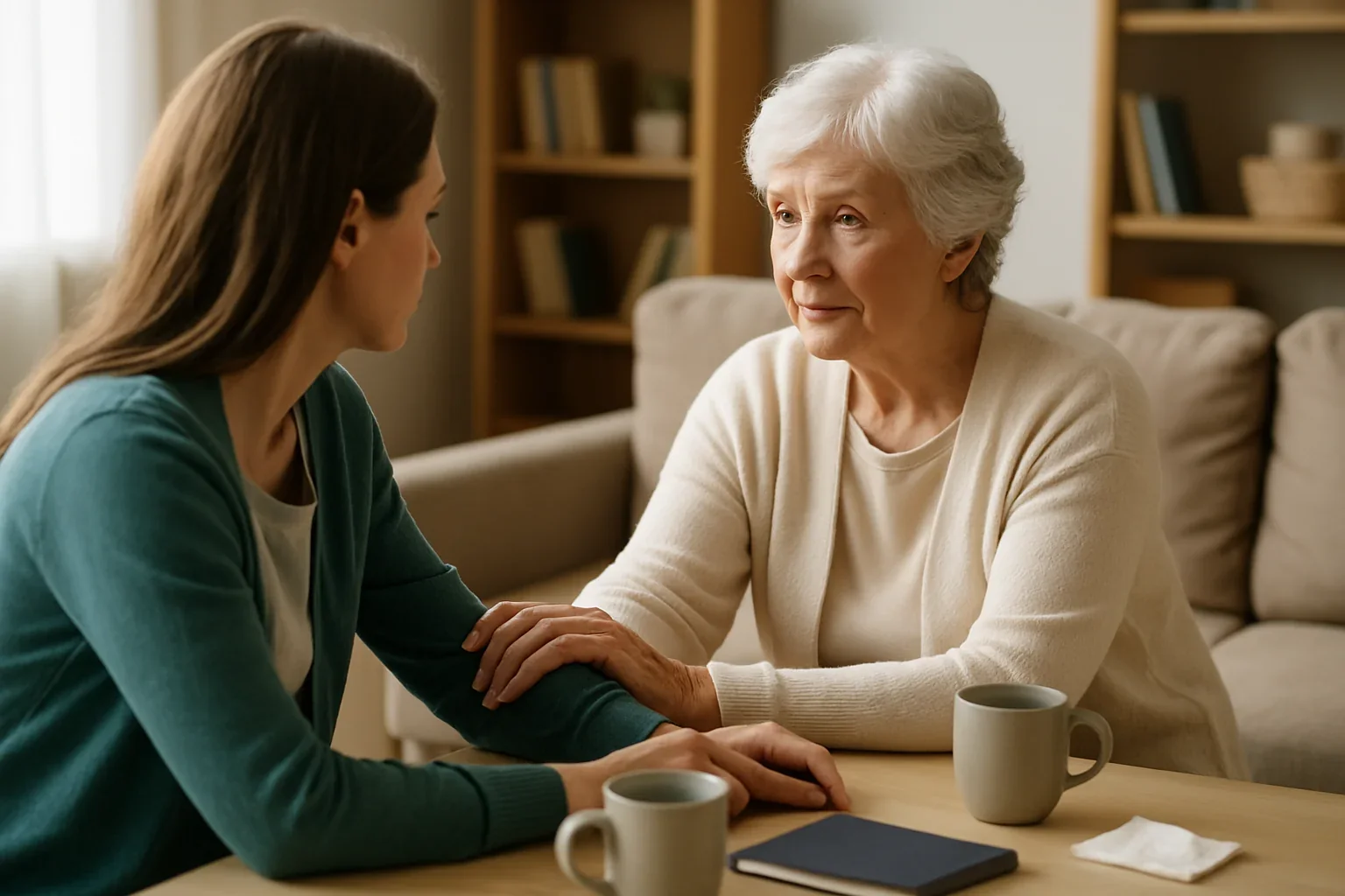 Étreinte réconfortante entre proches