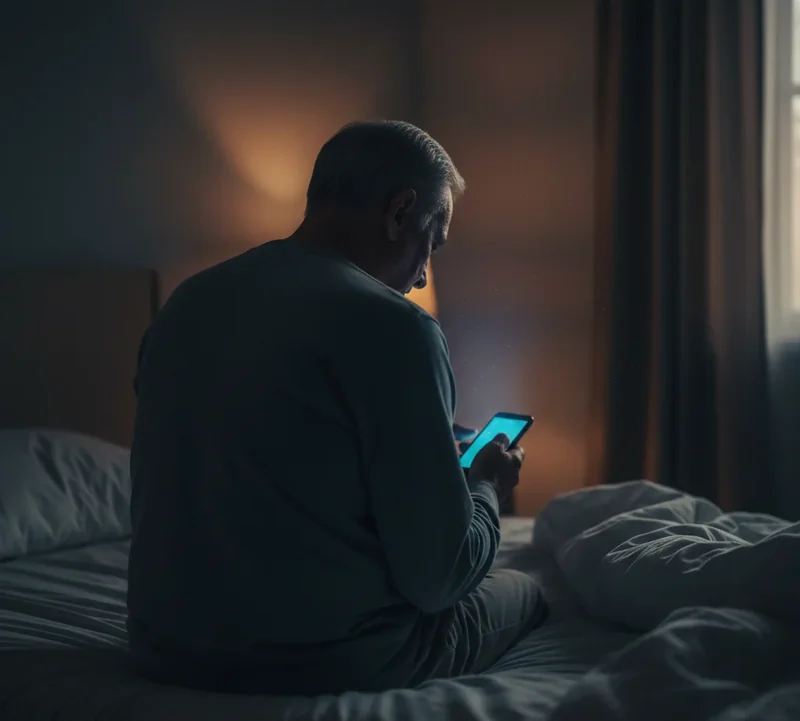 Homme senior prenant soudainement grand soin de son apparence