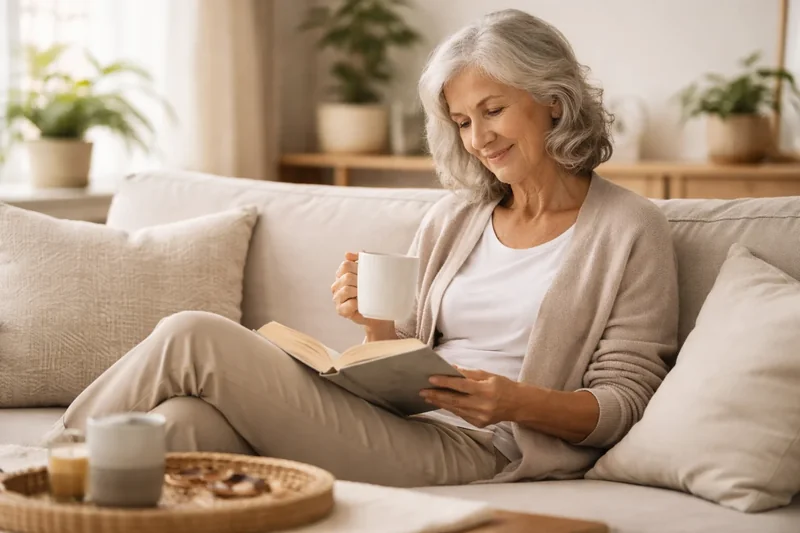 Personne vivant seule profitant d'un moment de calme chez elle